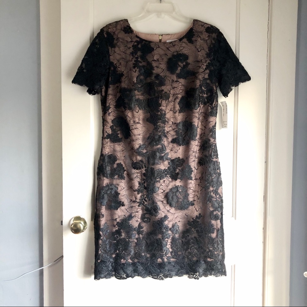 Dress The Population Black Lace Short Sleeve Dress